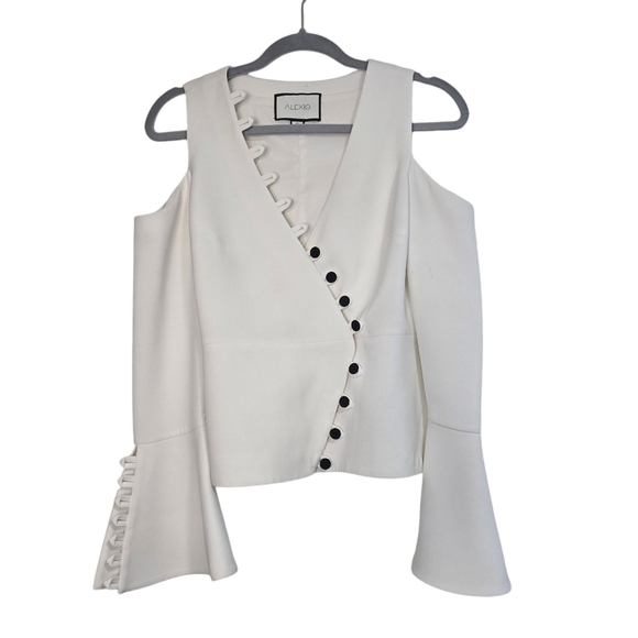 ALEXIS White Noere Cold Shoulder Asymmetrical Tux Top Event Evening Occasion - Picture 4 of 14